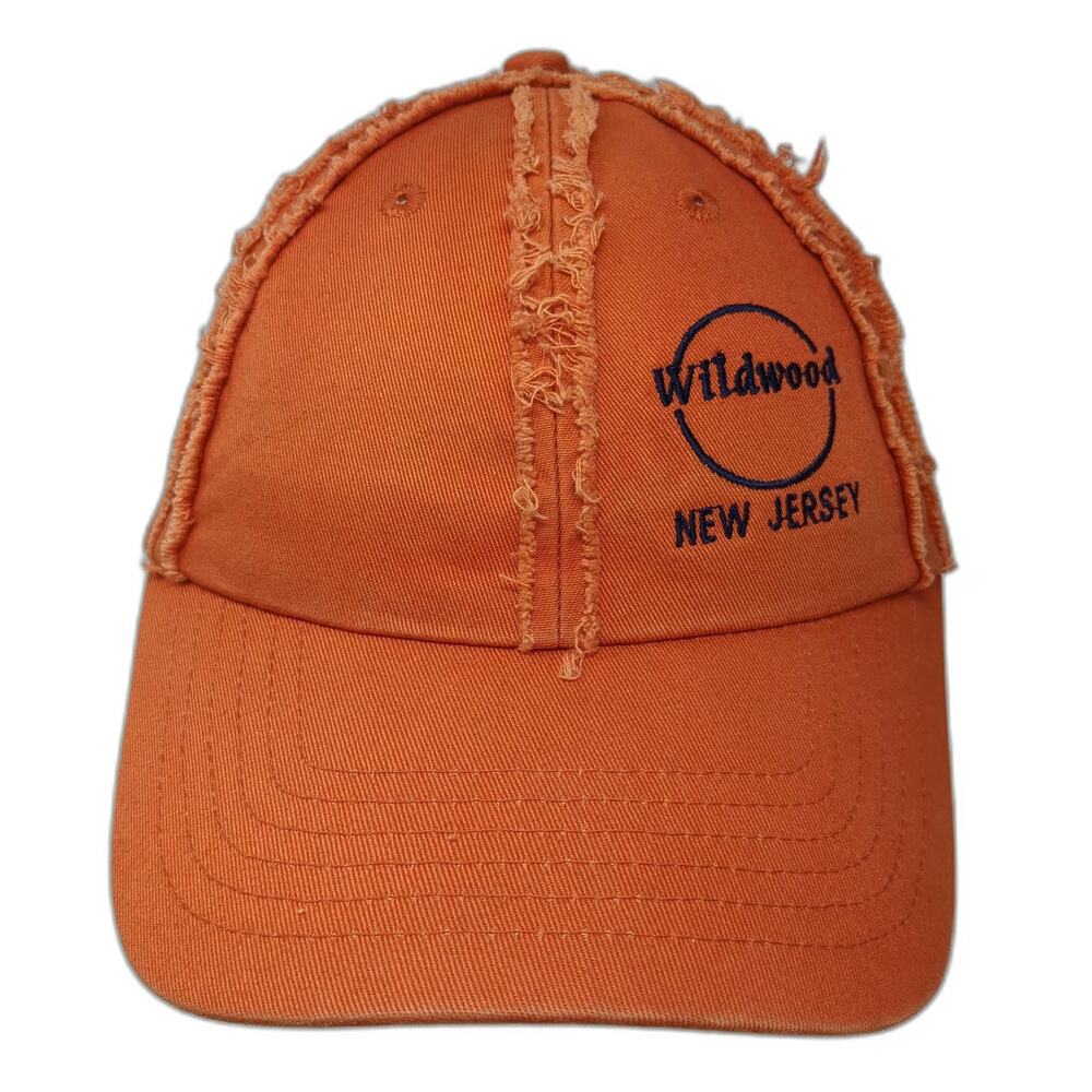 Royal Baseball Cap Orange One Size Distressed Seams Wildwood New Jersey Hat